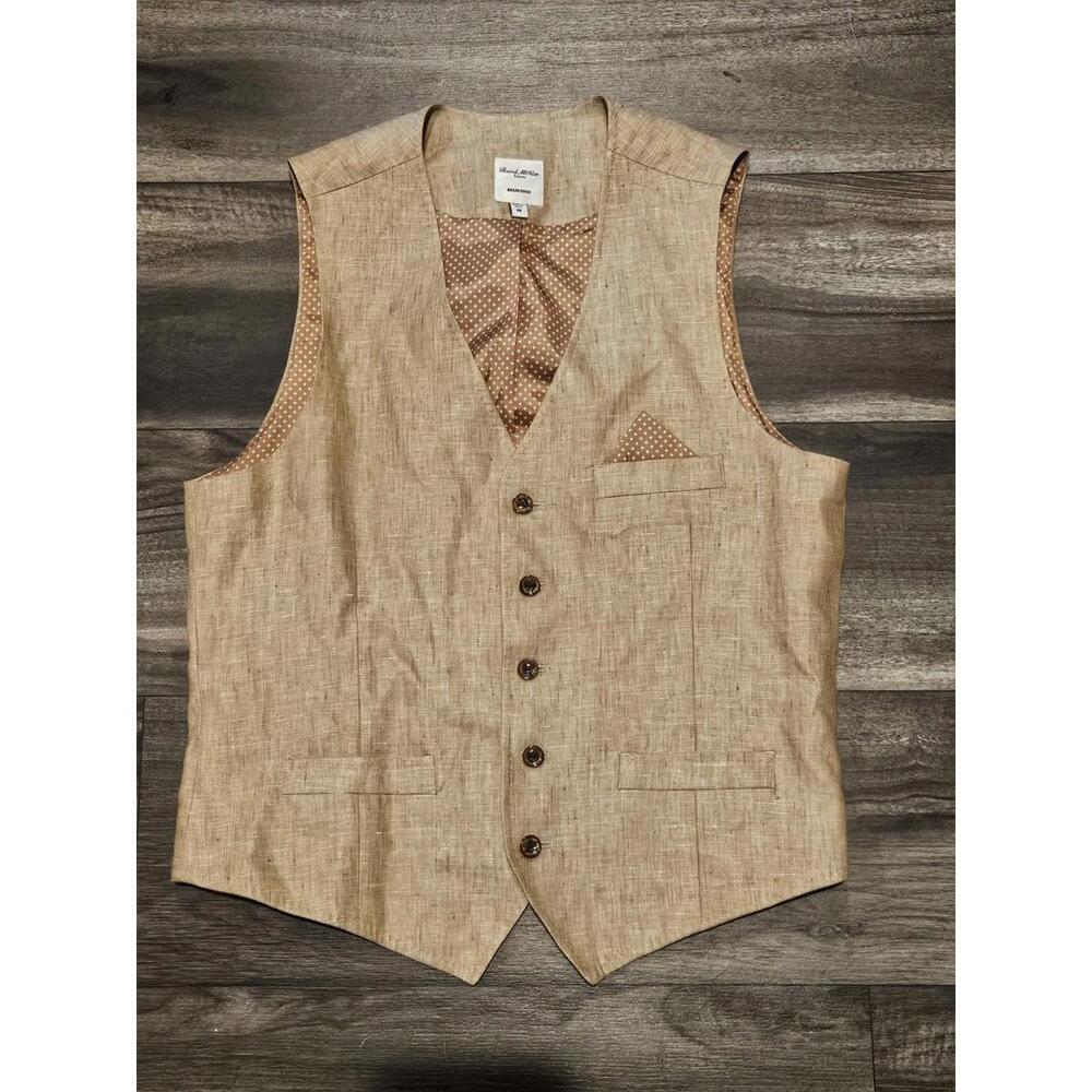 Baird McNutt Murano Vest Men's Medium Linen Woven Academia Classic Career